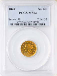1849 $2 1/2 Liberty PCGS MS62