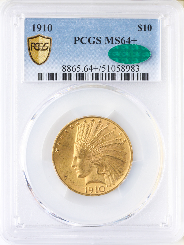 1910 $10 Indian PCGS MS64 CAC + 1910 $10 Indian PCGS MS64 CAC +
