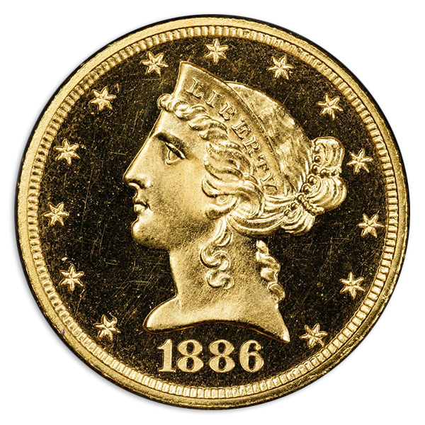1886 $5 Liberty PCGS PR65 Deep Cameo CAC 1886 $5 Liberty PCGS PR65 Deep Cameo CAC