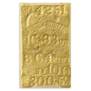 (1855-58) Justh & Hunter AV Ingot PCGS Genuine 16.83 oz .864 Fine $300.59 Bar # 4251