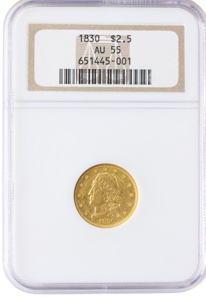 1830 $2.50 Capped Bust NGC AU55 1830 $2.50 Capped Bust NGC AU55