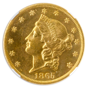 1865 $20 Liberty Gold Double Eagle NGC MS62 CAC