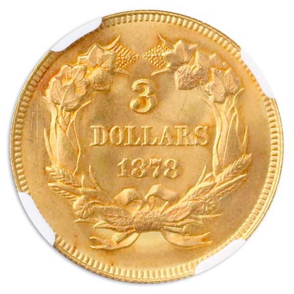 1878 $3 Gold NGC MS65 CAC