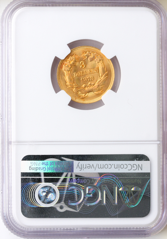 1878 $3 Gold NGC MS65 CAC