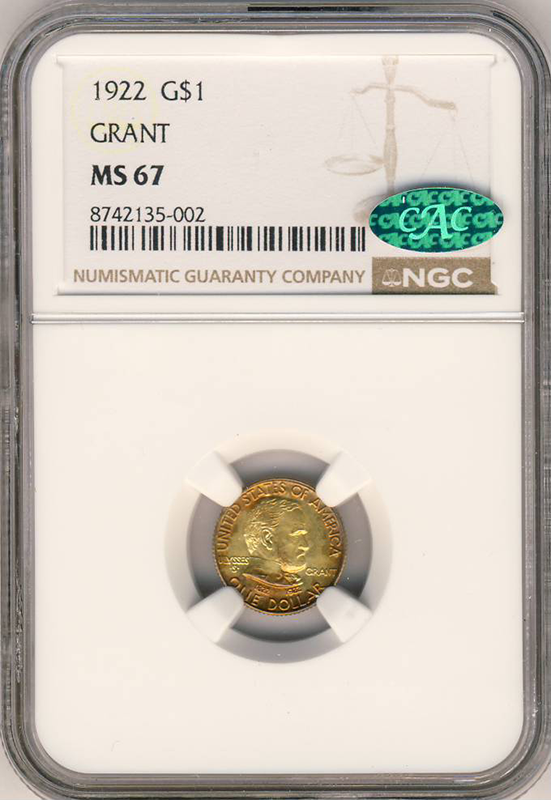1922 Grant No Star Silver Commemorative NGC MS67 CAC 1922 Grant No Star Silver Commemorative NGC MS67 CAC