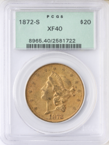 1872-S $20 Liberty PCGS XF40