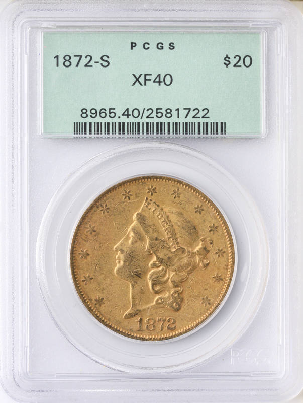 1872-S $20 Liberty PCGS XF40