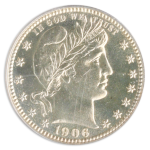 1906 BARBER QUARTER PCGS PR67
