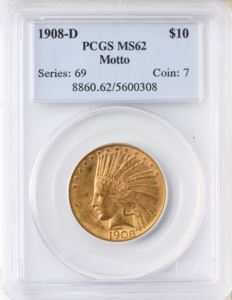 1908-D $10 Indian Head Gold Eagle PCGS MS62