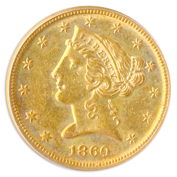 1860-D $5 Liberty PCGS AU58 1860-D $5 Liberty PCGS AU58