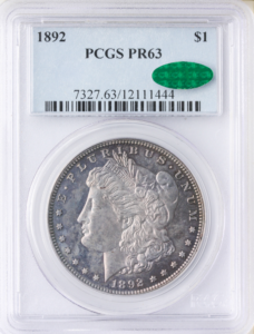1892 $1 Morgan Dollar PCGS PR63 CAC
