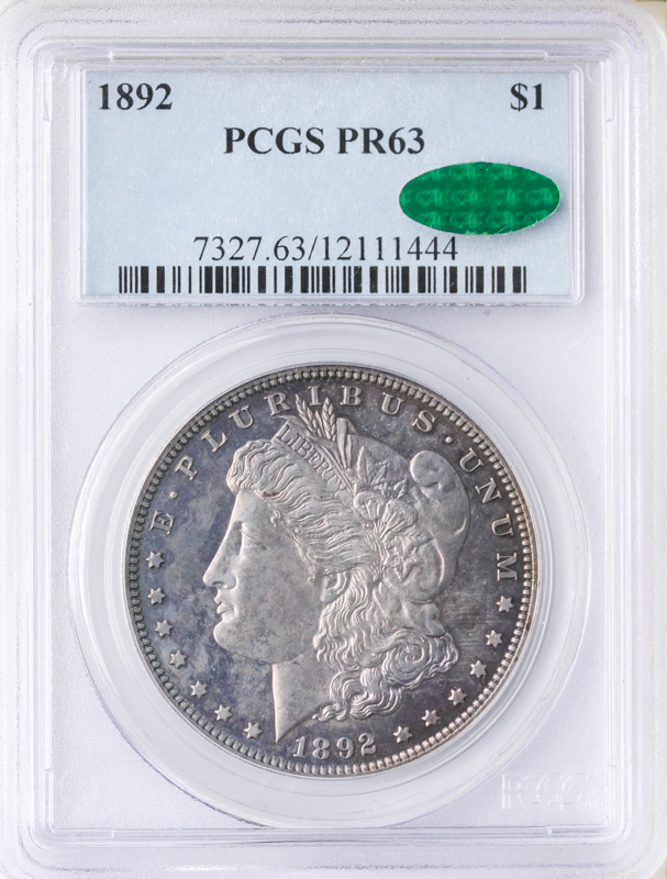1892 MORGAN $1 PCGS PR63 CAC 1892 MORGAN $1 PCGS PR63 CAC