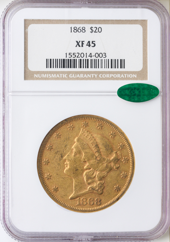 1868 $20 Liberty NGC XF45 CAC 1868 $20 Liberty NGC XF45 CAC