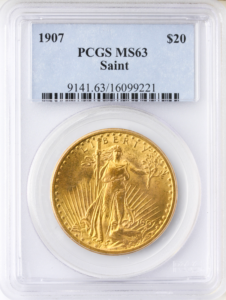 1907 $20 Saint Gaudens PCGS MS63