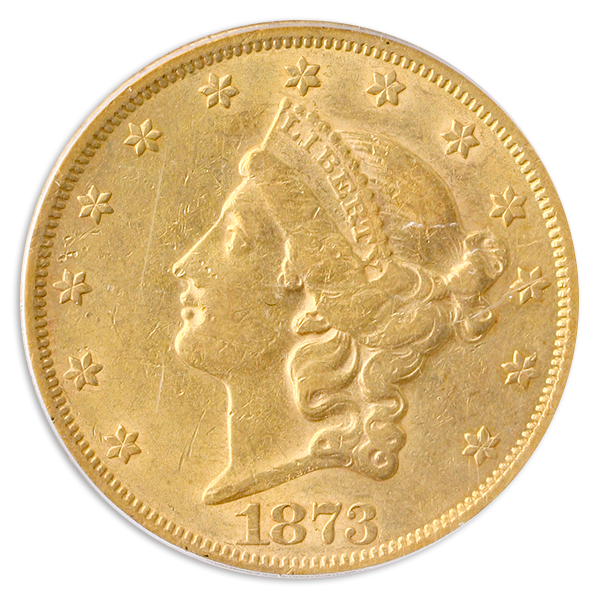 1873 $20 Liberty Open 3 PCGS AU50 1873 $20 Liberty Open 3 PCGS AU50