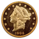 1906 $20 Liberty CACG PR65 CAMEO