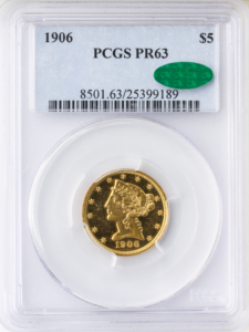 1906 $5 Liberty Head Half Eagle PCGS PR63 CAC