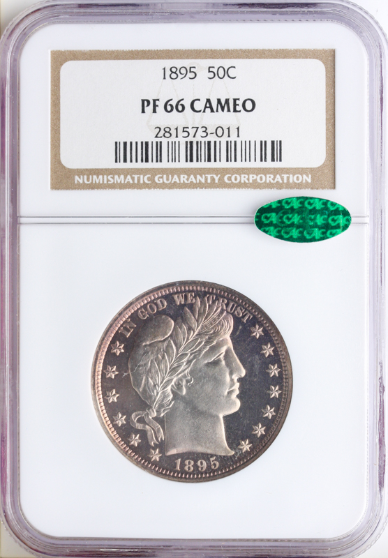1895 Barber Half Dollar NGCPR66 Cameo CAC 1895 Barber Half Dollar NGCPR66 Cameo CAC