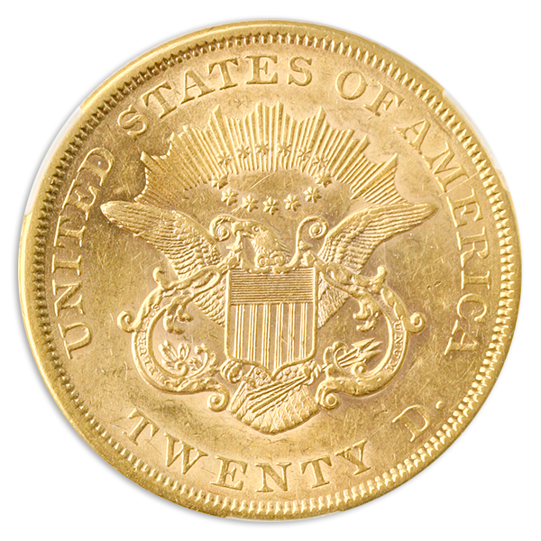 1861 $20 Liberty CACG AU55