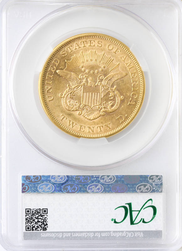 1861 $20 Liberty CACG AU55