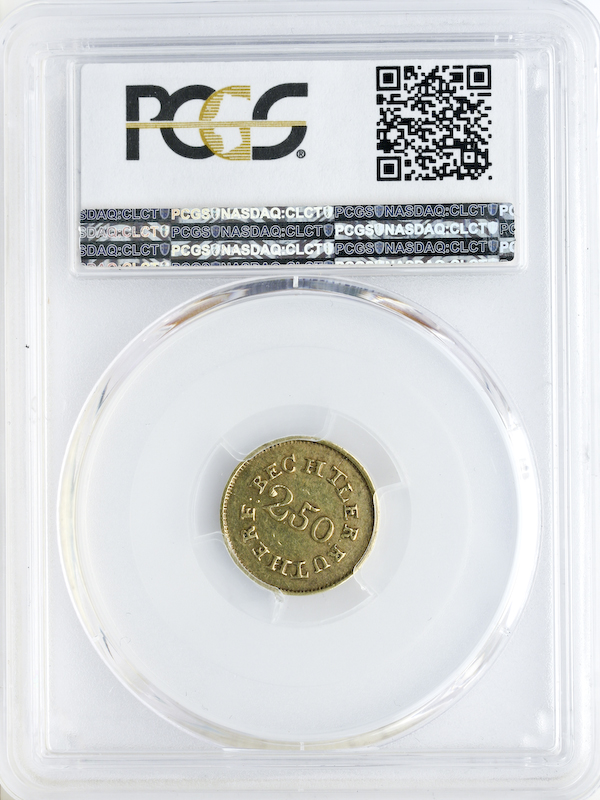 $2 1/2 C. Bechtler North Carolina 70 Grain 20 Carat PCGS AU58 CAC $2 1/2 C. Bechtler North Carolina 70 Grain 20 Carat PCGS AU58 CAC