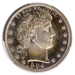 1904 25C Barber Quarter CACG PR68 Cameo
