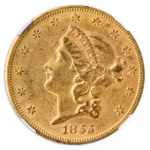 1855-S $20 Liberty NGC AU58 CAC