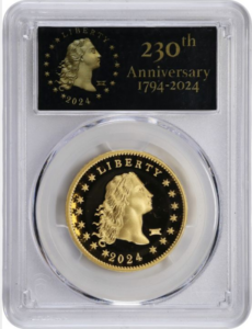 2024 $1 Flowing Hair Gold High Relief 230th Anniversary PCGS PR70