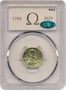 2025 1C Omega Privy 24-Karat Gold Lincoln Cent PCGS MS69 #155