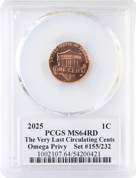 2025 Omega Lincoln Cent #155 PCGS MS64RD 2025 Omega Lincoln Cent #155 PCGS MS64RD