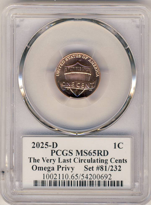 2025-D Omega Lincoln Cent PCGS MS65RD #81