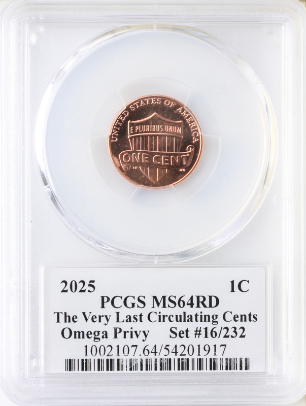 2025 Omega Lincoln Cent #16 PCGS MS64RD CAC