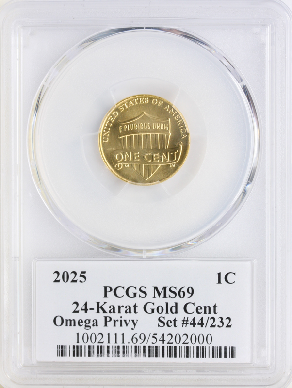 2025 Omega Lincoln Cent Gold #44 PCGS MS69 CAC