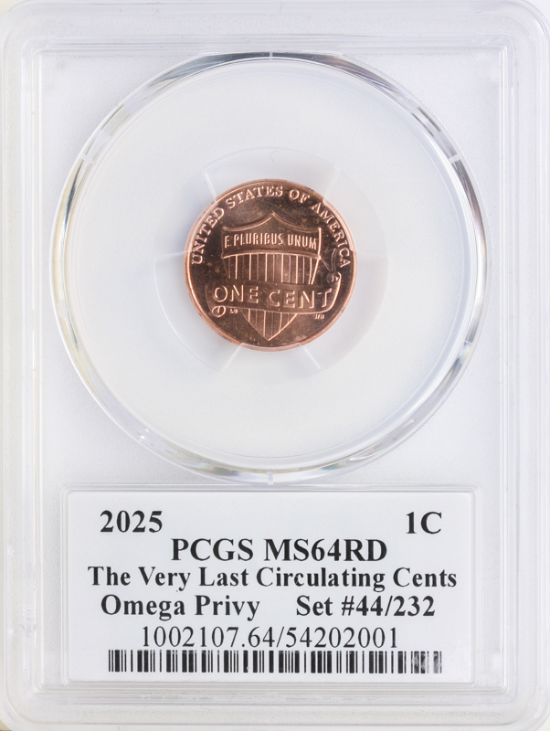 2025 Omega Lincoln Cent #44 PCGS MS64RD CAC