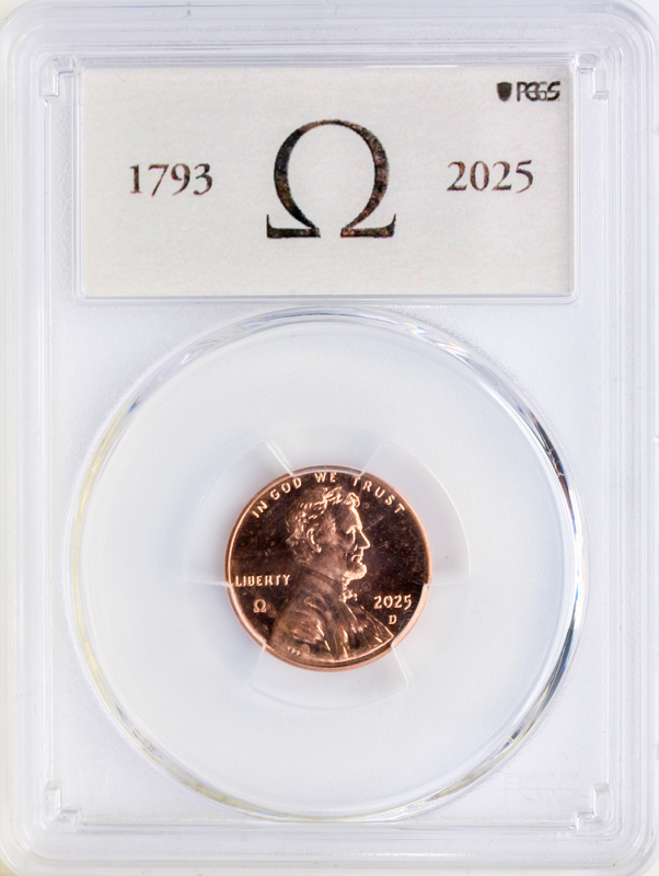 2025-D Omega Lincoln Cent #44 PCGS MS65 RD