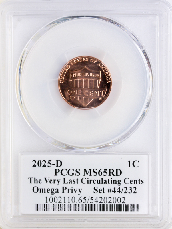 2025-D Omega Lincoln Cent #44 PCGS MS65 RD