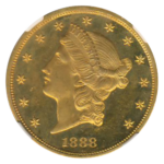 1888 $20 Liberty NGC PR62 Cameo CAC