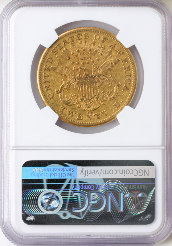 1872-CC $20 Liberty NGC AU55 CAC 1872-CC $20 Liberty NGC AU55 CAC