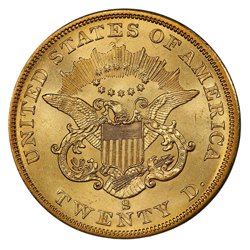 1856-S $20 Liberty SSCA PCGS MS63 CAC
