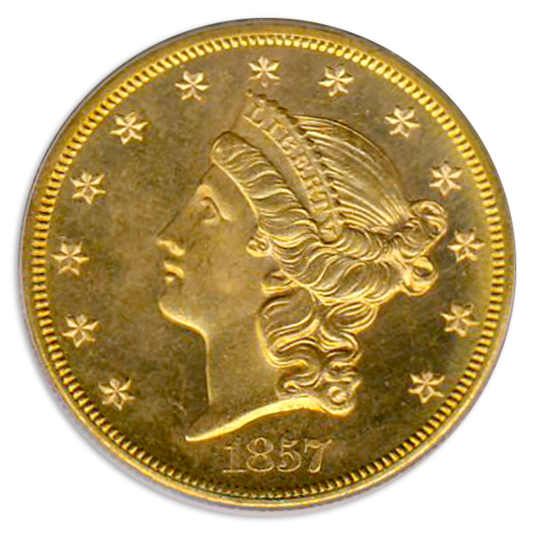 1857-S $20 Liberty SSCA PCGS MS64 PROOF LIKE 1857-S $20 Liberty SSCA PCGS MS64 PROOF LIKE