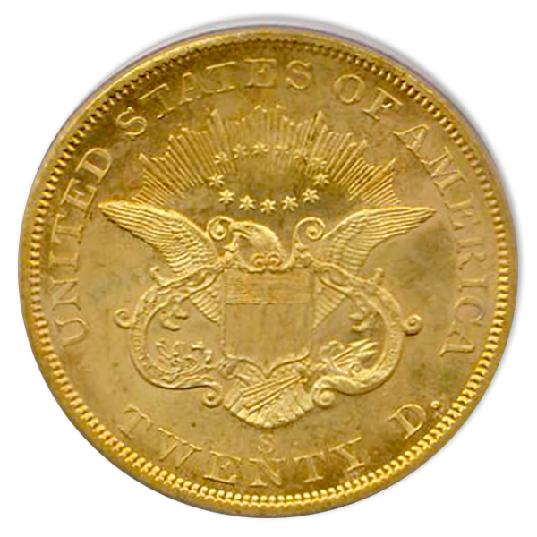 1857-S $20 Liberty SSCA PCGS MS64 PROOF LIKE 1857-S $20 Liberty SSCA PCGS MS64 PROOF LIKE