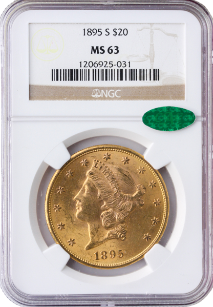 1895-S $20 Liberty NGC MS63 CAC 1895-S $20 Liberty NGC MS63 CAC