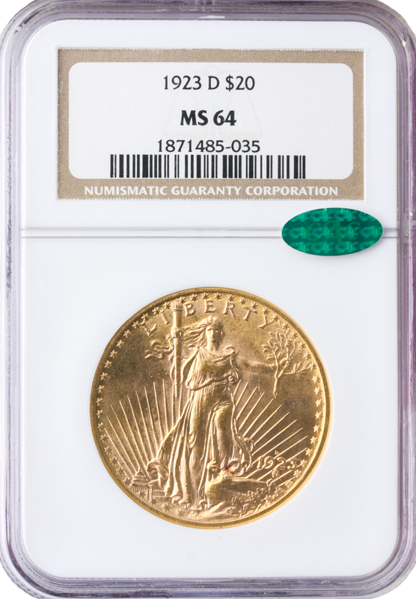 $20 ST GAUDENS 1923-D NGC $20 ST GAUDENS 1923-D NGC