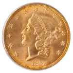 1857-S $20 Liberty Head Double Eagle SSCA PCGS MS65