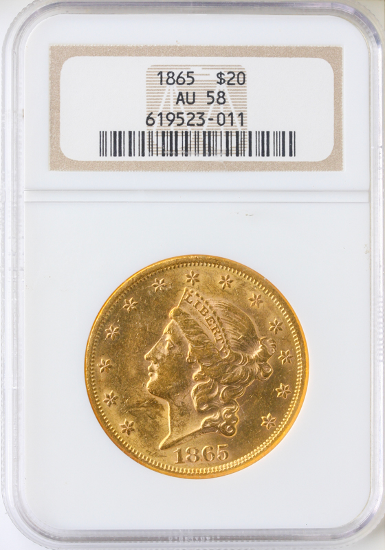 1865 $20 Liberty NGC AU58 1865 $20 Liberty NGC AU58